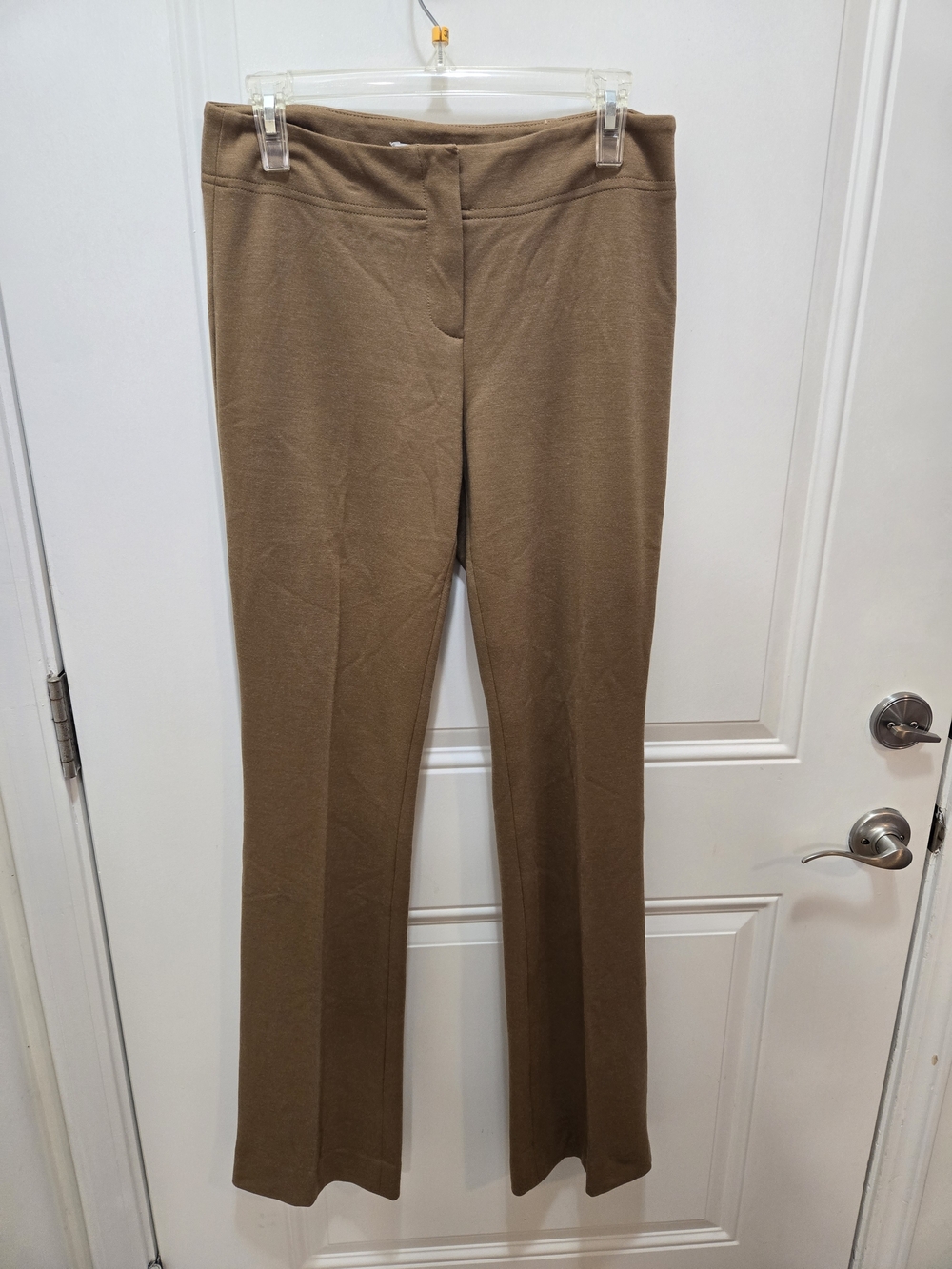 Donna Degnan Brown Knit Rayon Blend Zip Straight Dress Pants Women's